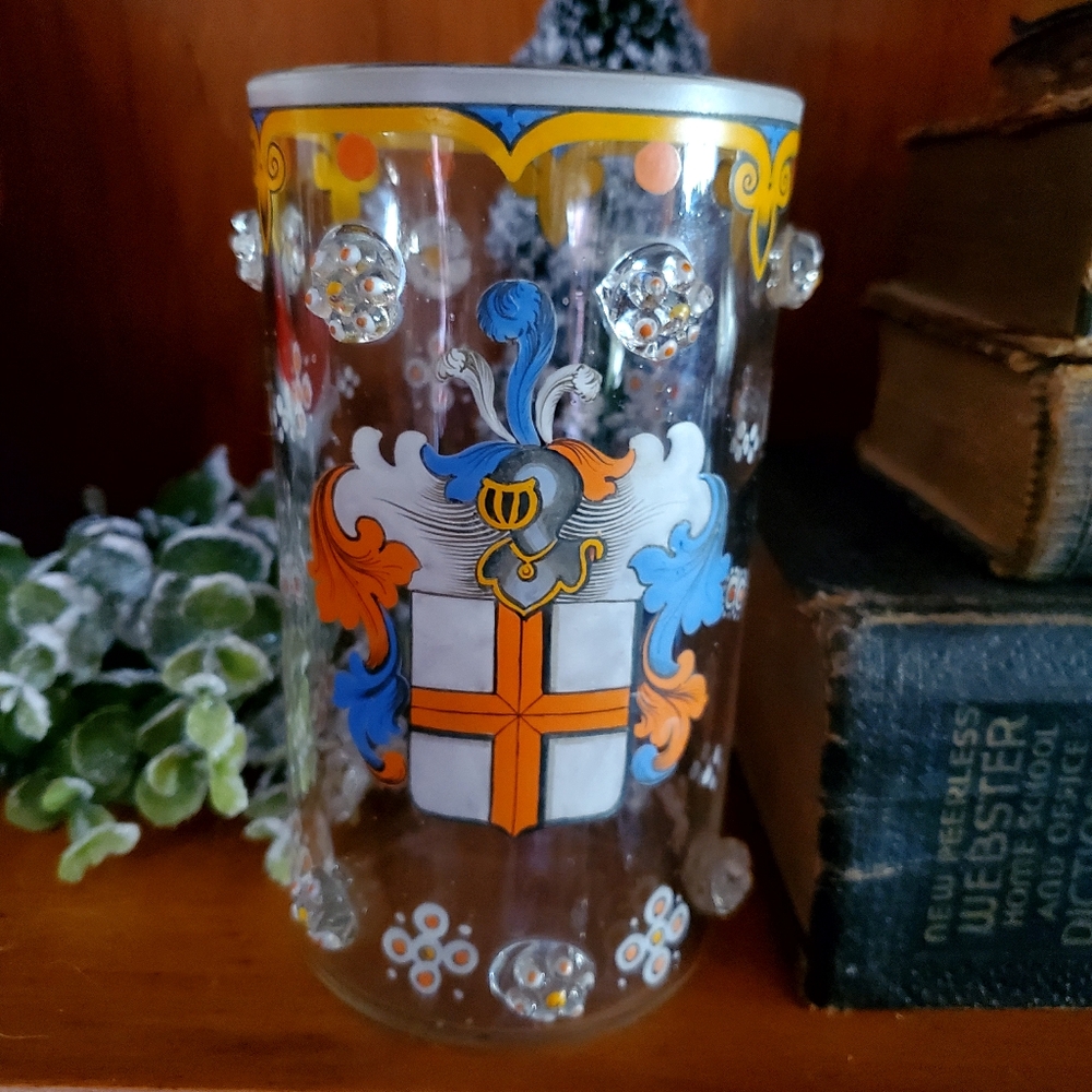Antique Bohemian Historismus Armorial Glass Tumbler, circa 1880